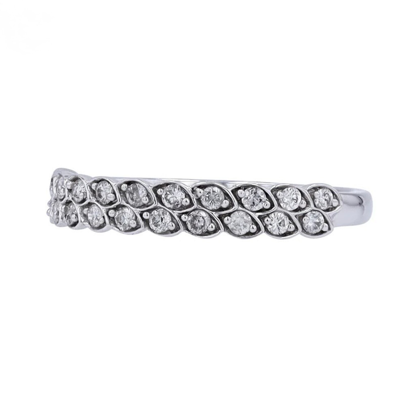 Diamond Traders 10k White Gold 1/4 ctw Double row Diamond Band