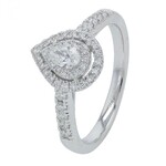 Diamond Traders 14k White Gold 3/4 ctw Diamond Pear Engagement Ring