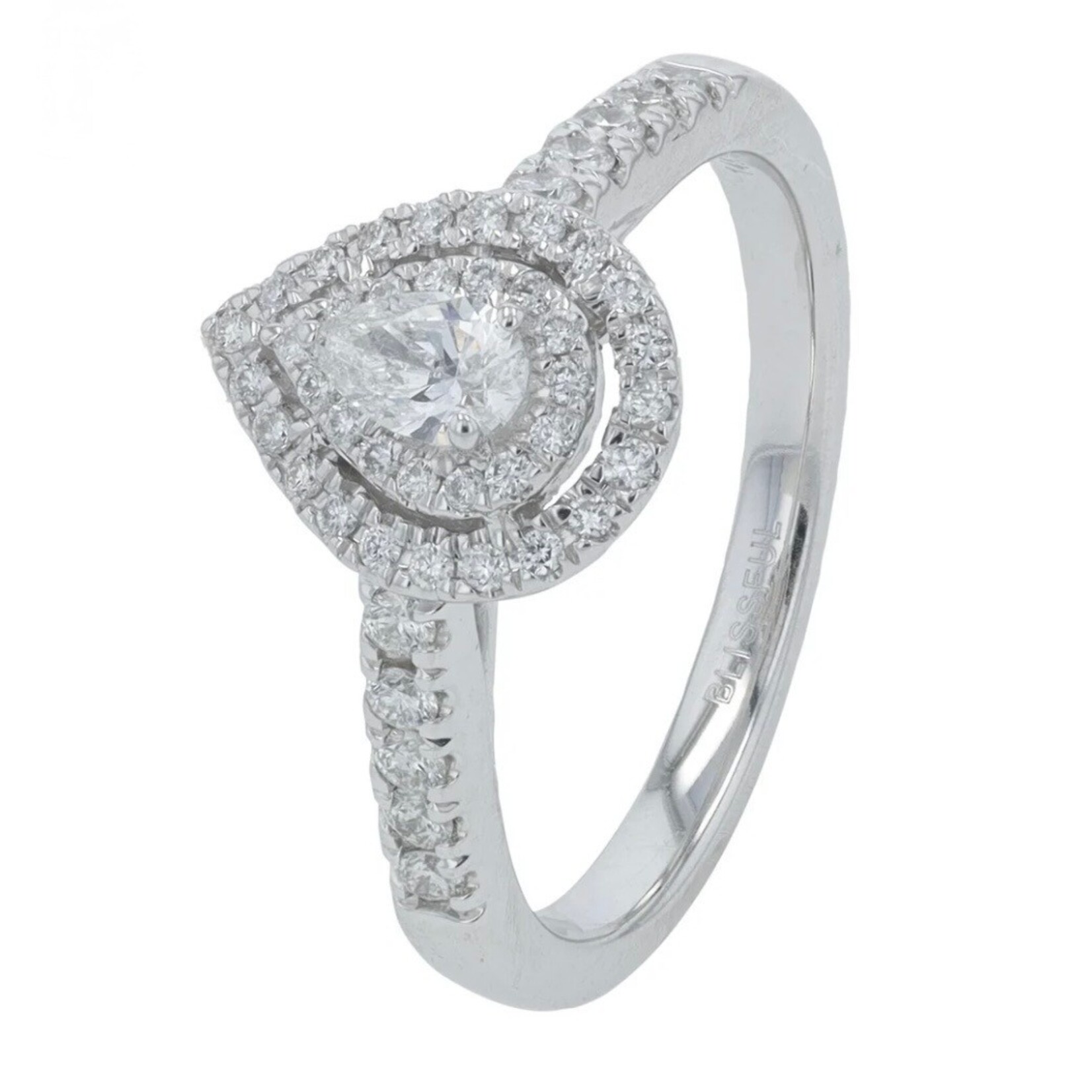 Diamond Traders 14k White Gold 3/4 ctw Diamond Pear Engagement Ring