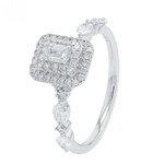 Diamond Traders 14k White Gold 3/4 ctw Emerald cut Engagement Ring