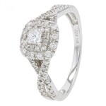 Diamond Traders 10k White Gold 5/8 ctw Princess cut Diamond Engagement Ring