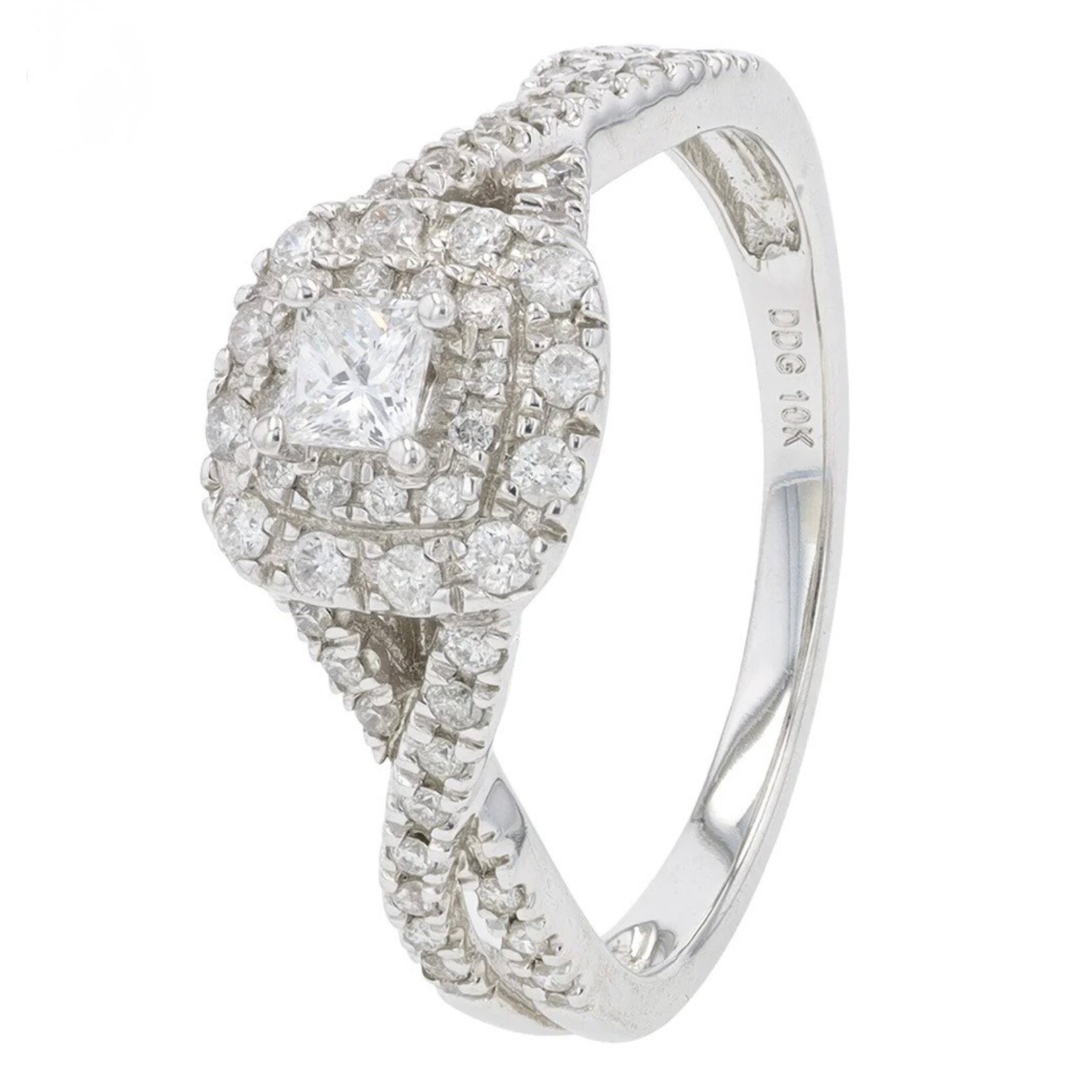 Diamond Traders 10k White Gold 5/8 ctw Princess cut Diamond Engagement Ring