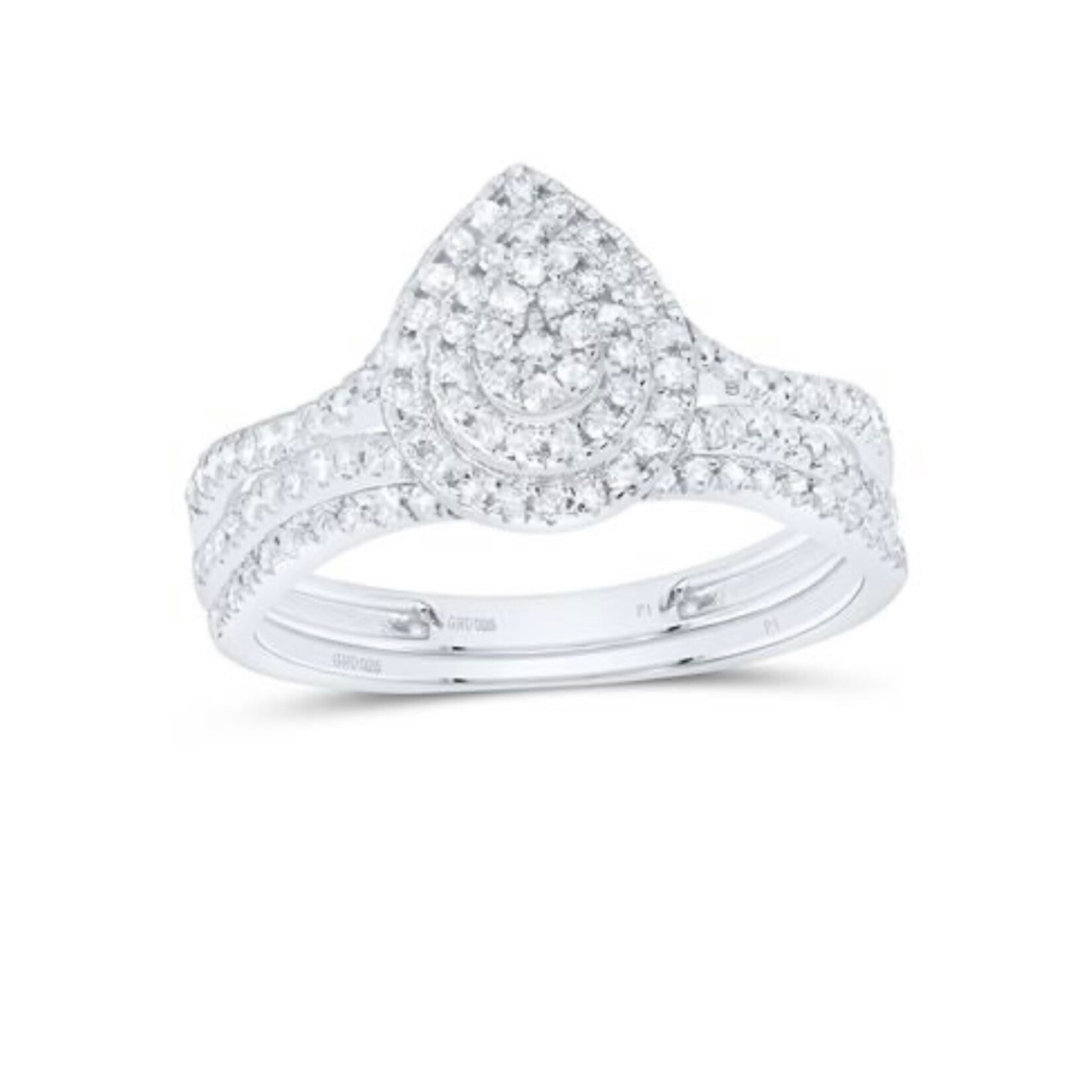 GND Sterling Silver 1/2 ctw Diamond Pear Bridal Set