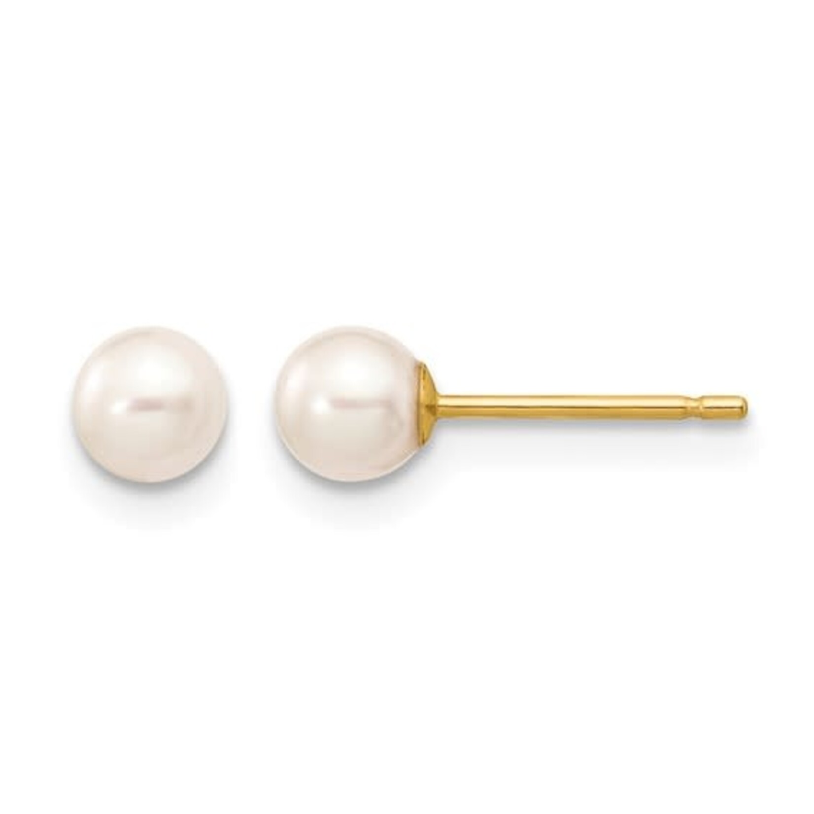 Quality Gold 14k Yellow Gold 4mm Pearl Earrings