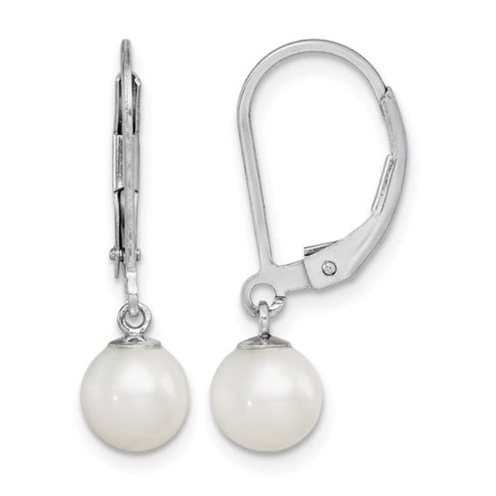 Quality Gold Sterling Silver 6-7mm fw Pearl Leverback Earrings