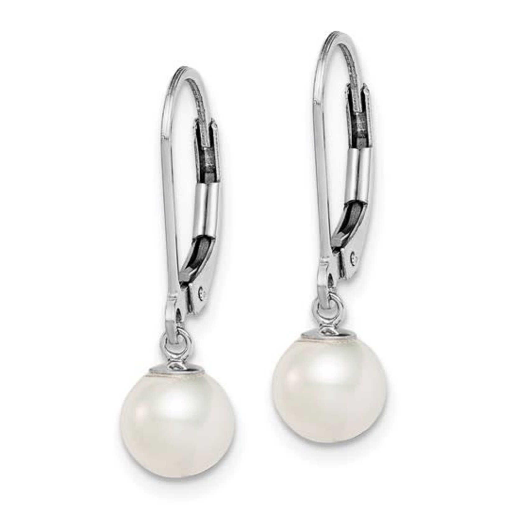 Quality Gold Sterling Silver 6-7mm fw Pearl Leverback Earrings