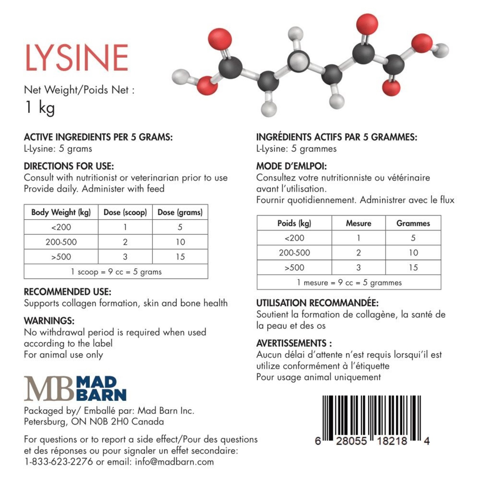 Mad Barn Mad barn L-lysine 1 kg