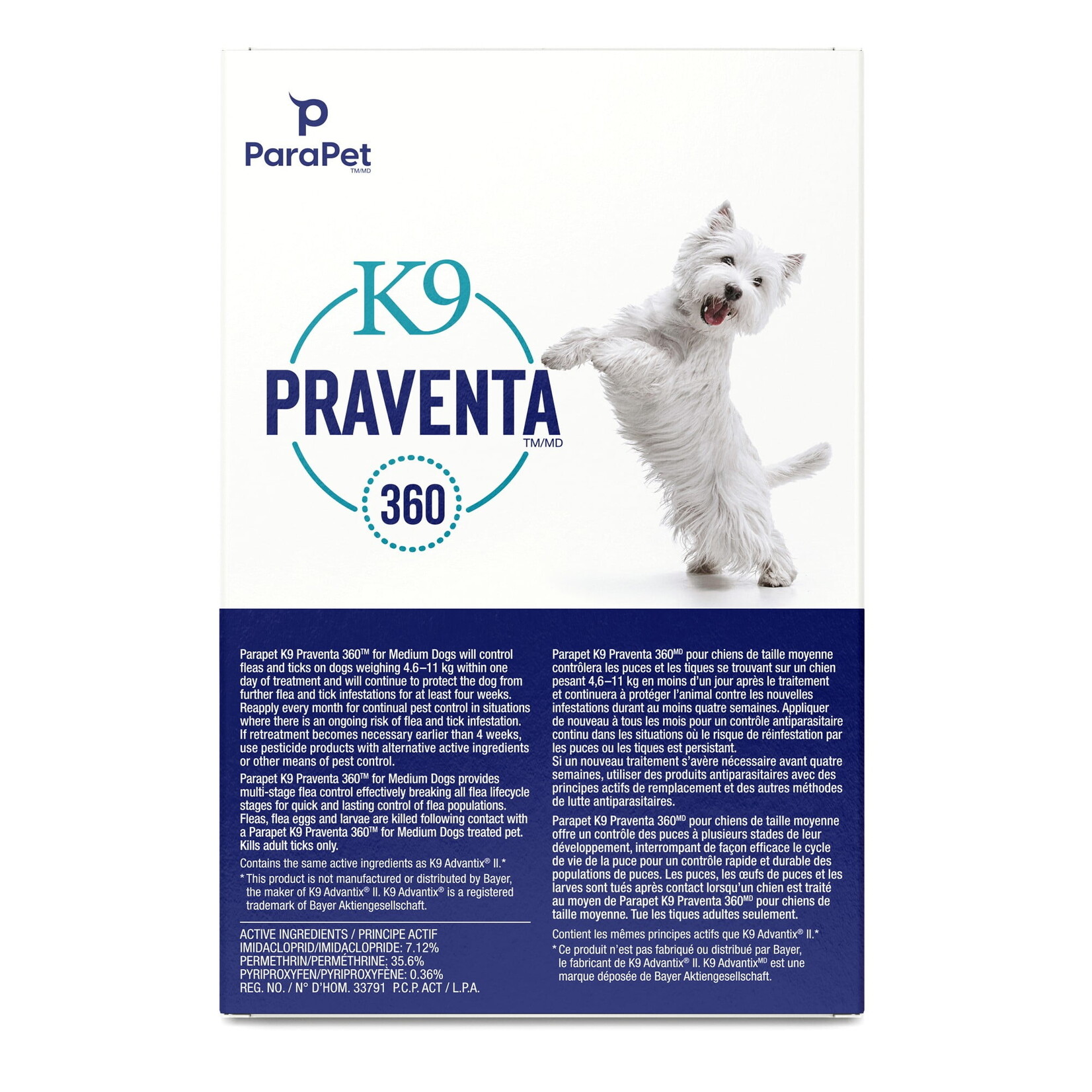 Parapet K9 Praventa 360 moyen chien 3 tubes