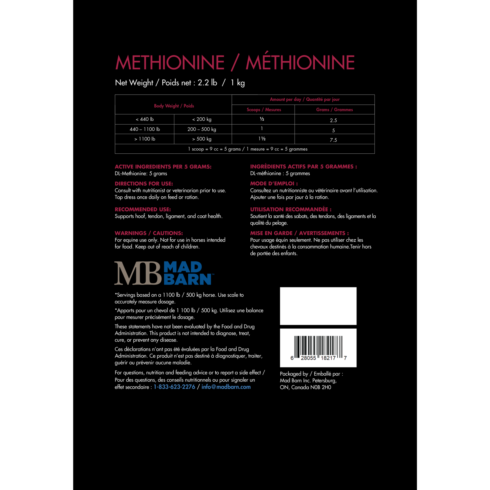 Mad Barn Mad Barn DL-Methionine 1 kg