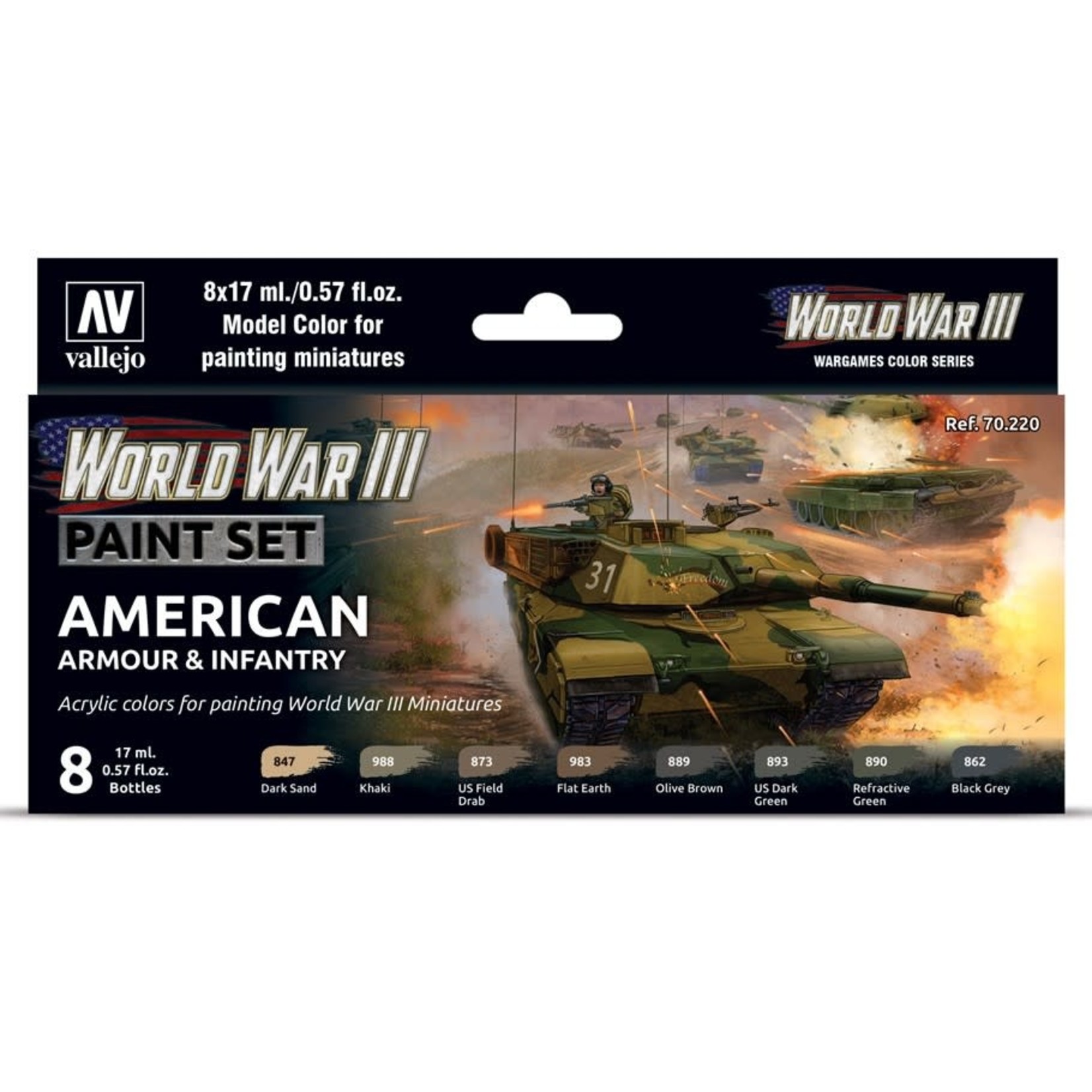 Vallejo Vallejo Model Color WWIII American Armor & Infantry (8) Set