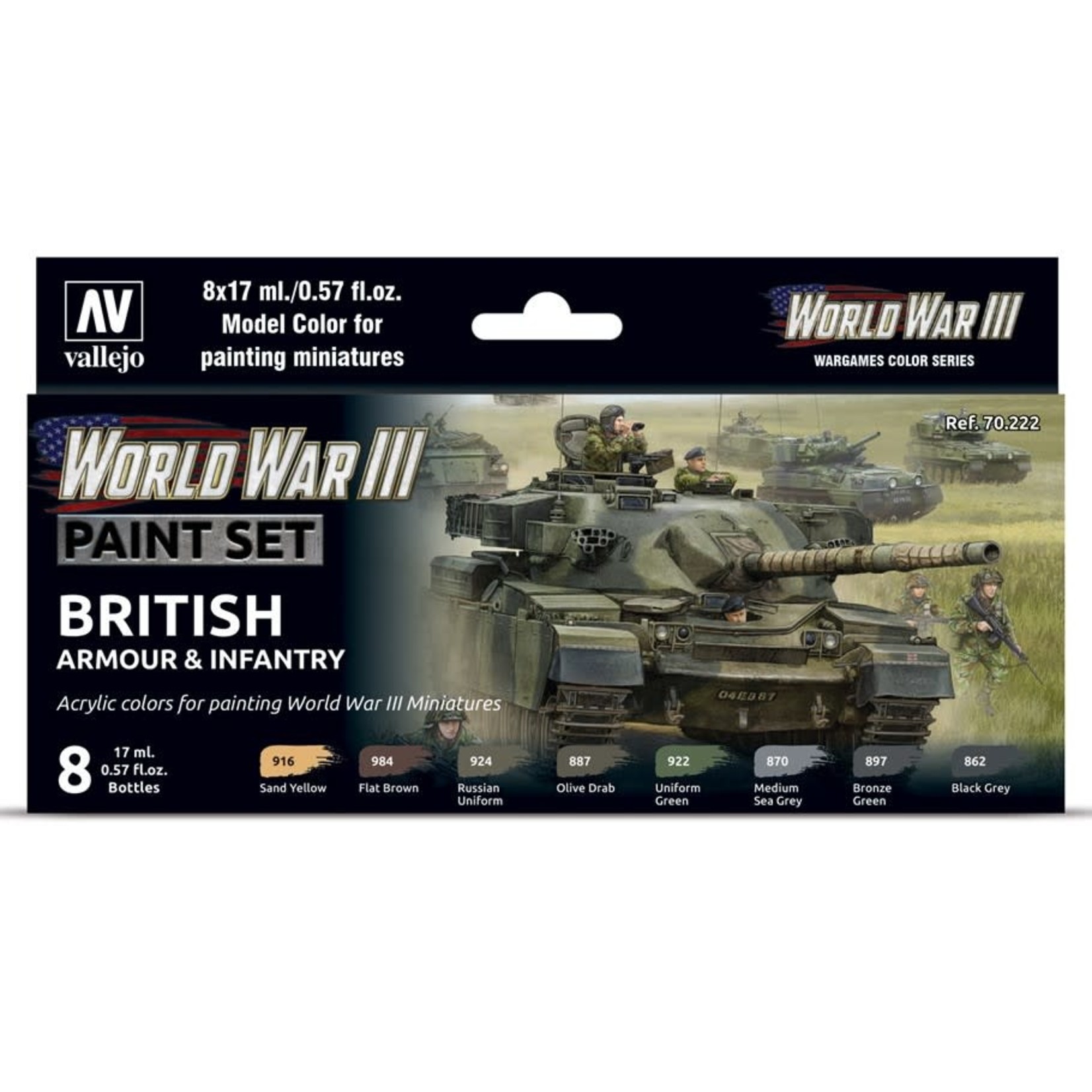 Vallejo Vallejo Model Color WWIII British Armor & Infantry (8) Set