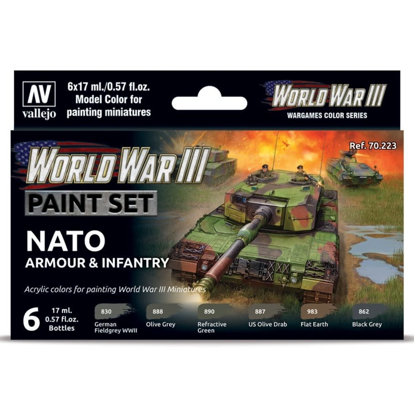 Vallejo Vallejo Model Color WWIII NATO Armor & Infantry (6) Set