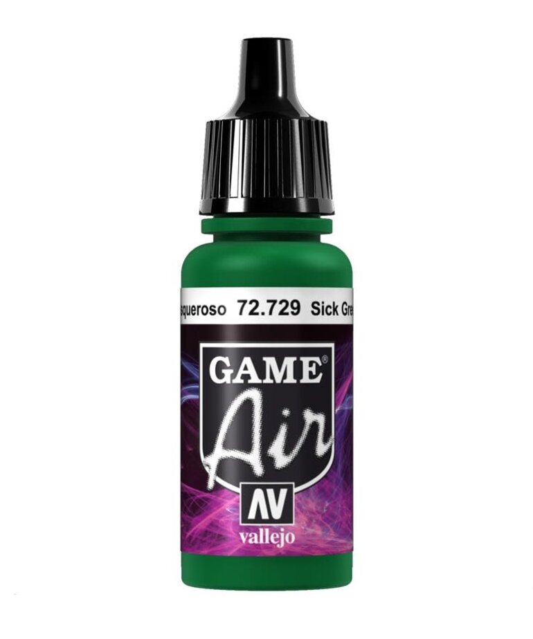 Vallejo Discontinued: Vallejo Game Air 72.729 Sick Green 17ml