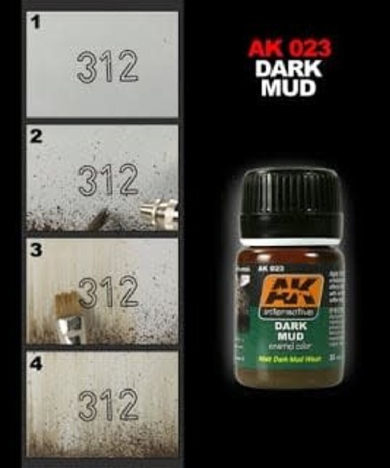 AK Interactive AK023 Weathering Effects Dark Mud 35ml