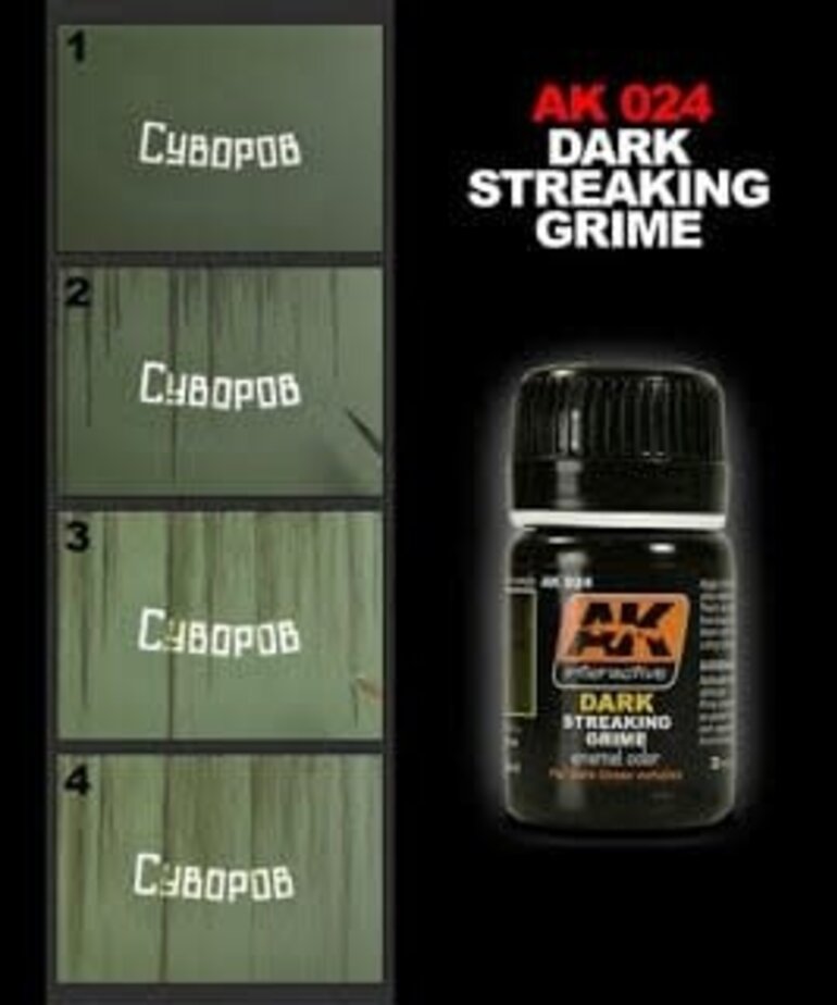 AK Interactive AK024 Weathering Effects Dark Streaking Grime 35ml