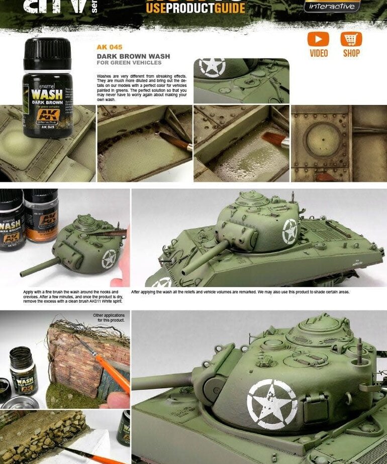 AK Interactive AK045 Weathering Effects Wash Dark Brown 35ml