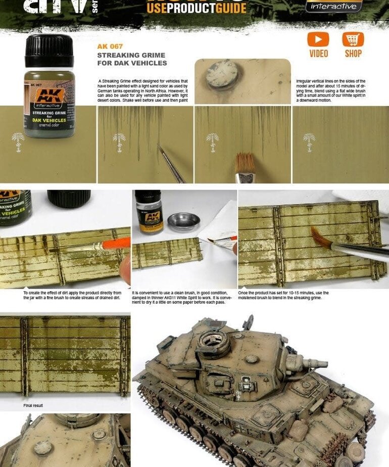 AK Interactive AK067 Weathering Effects Streaking Grime for DAK Vehicles 35ml