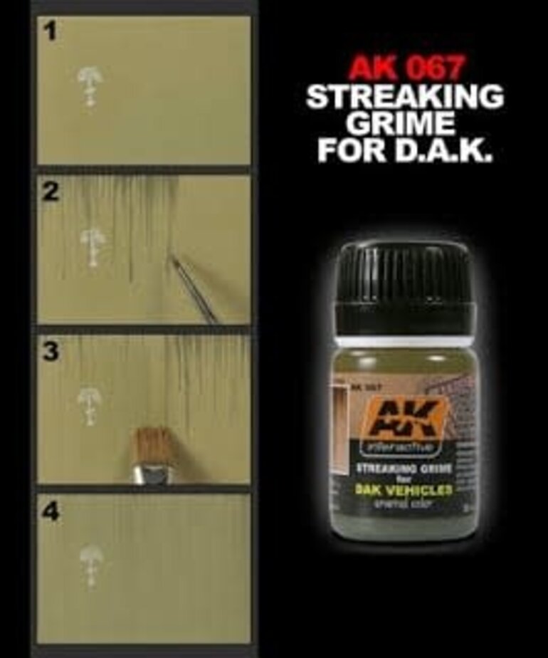 AK Interactive AK067 Weathering Effects Streaking Grime for DAK Vehicles 35ml