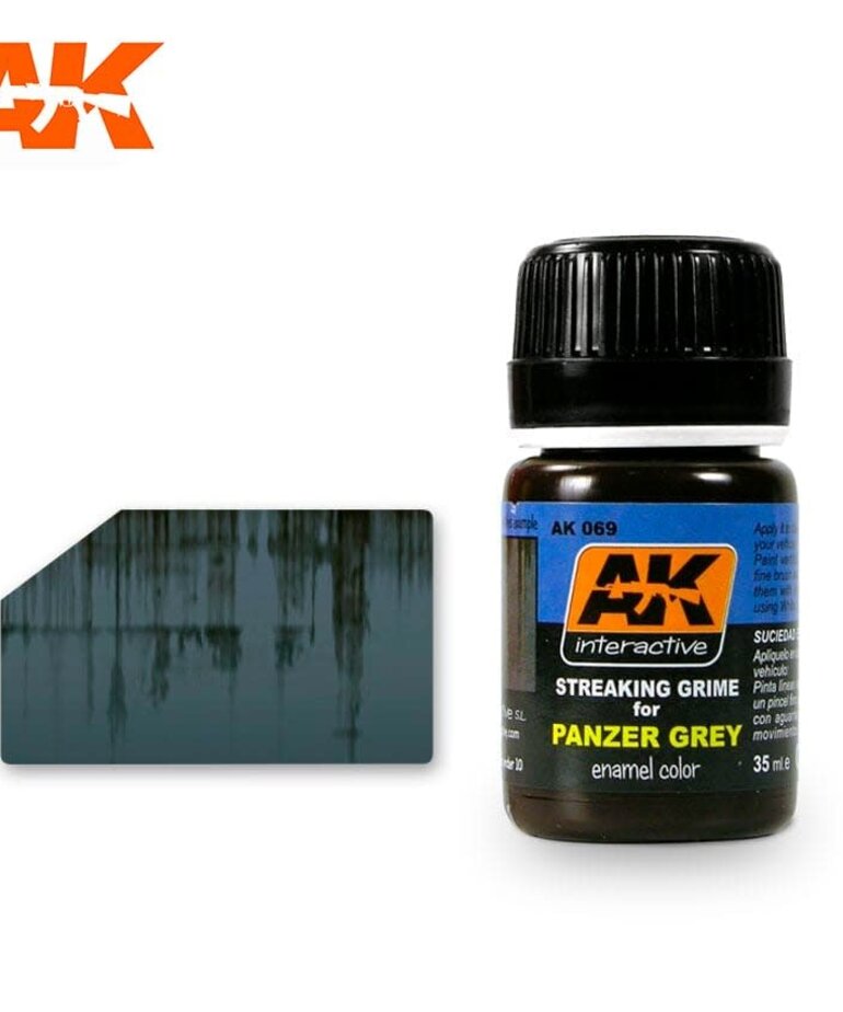 AK Interactive AK069 Weathering Effects Streaking Grime for Panzer Grey 35ml