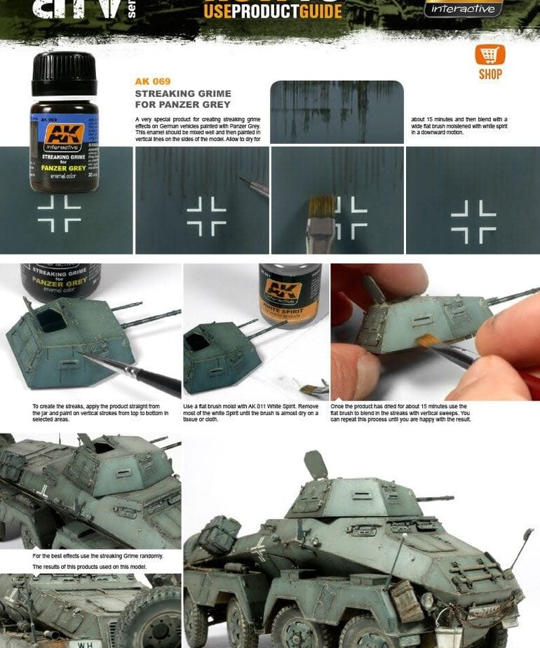 AK Interactive AK069 Weathering Effects Streaking Grime for Panzer Grey 35ml