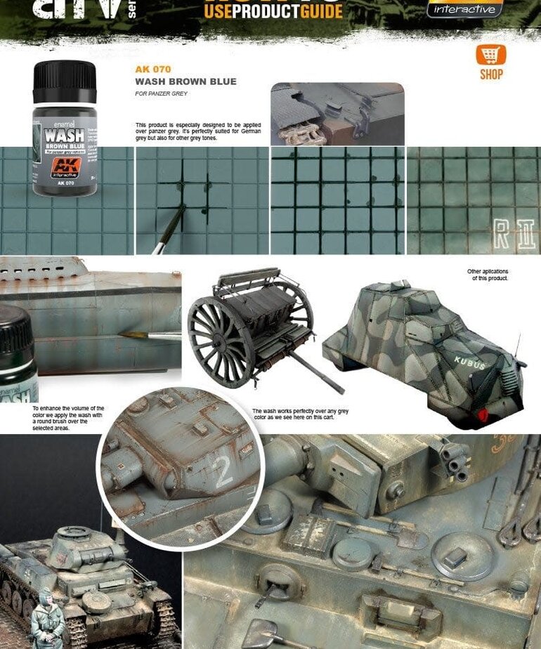 AK Interactive AK070 Weathering Effects  Wash for Panzer Grey Vehicles 35ml