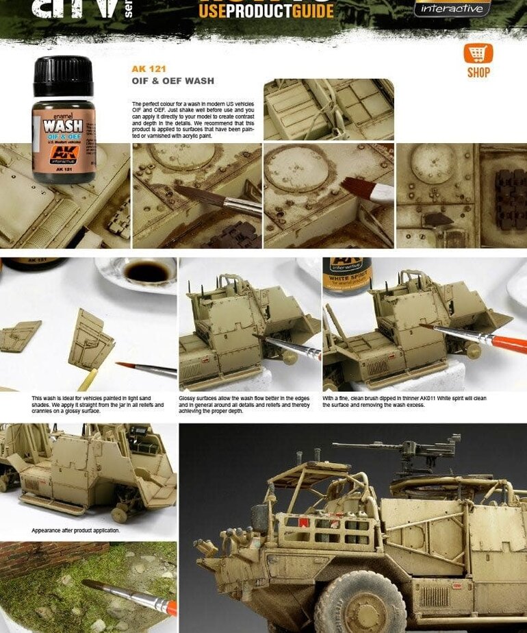 AK Interactive AK121 Weathering Effects Wash OIF & OEF US Modern Vehicles 35ml