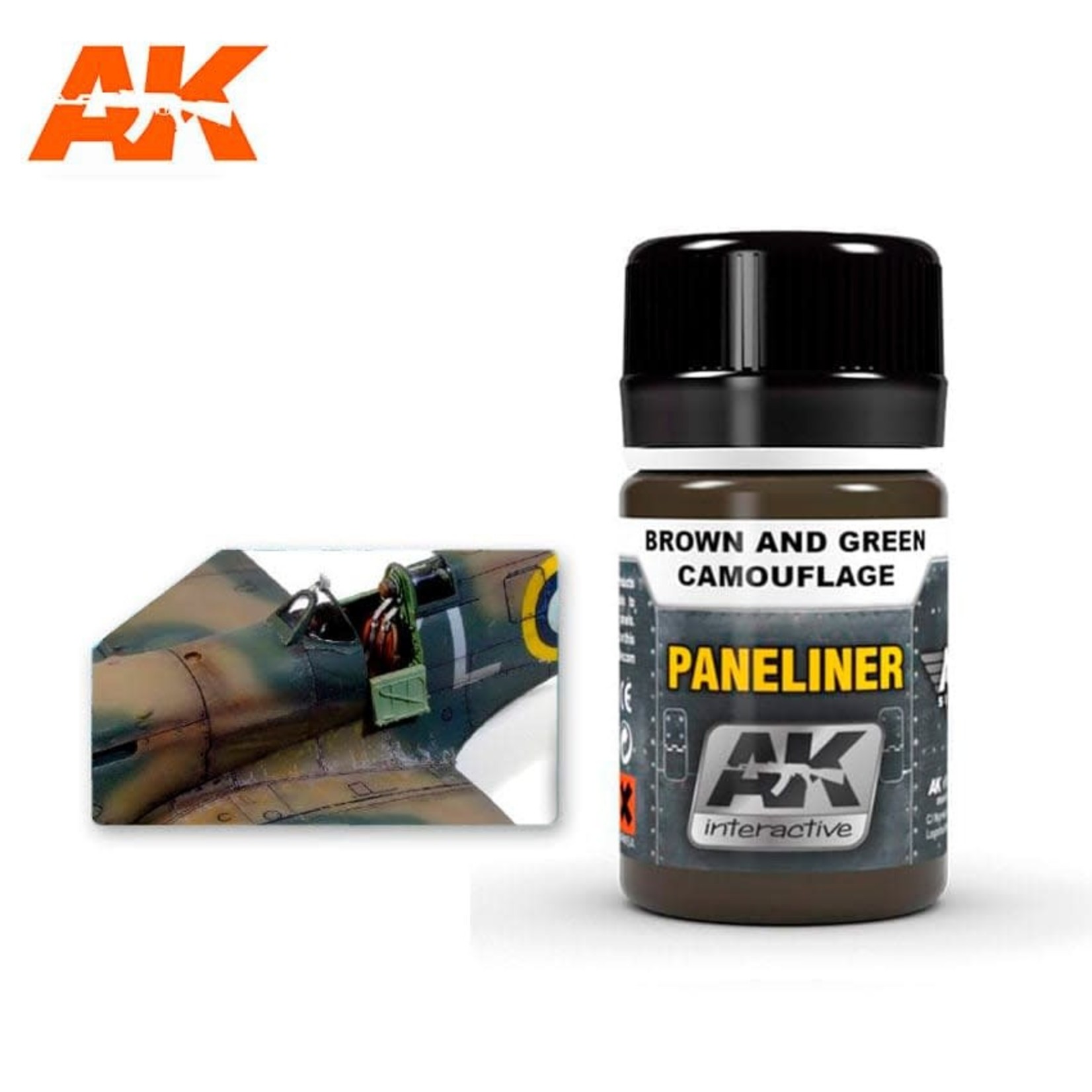 AK Interactive AK2071 Weathering Effects Paneliner for Brown & Green Camouflage 35ml