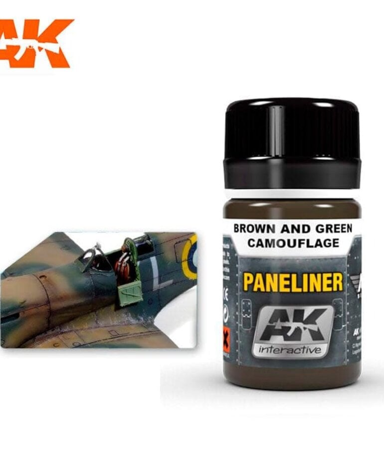 AK Interactive AK2071 Weathering Effects Paneliner for Brown & Green Camouflage 35ml