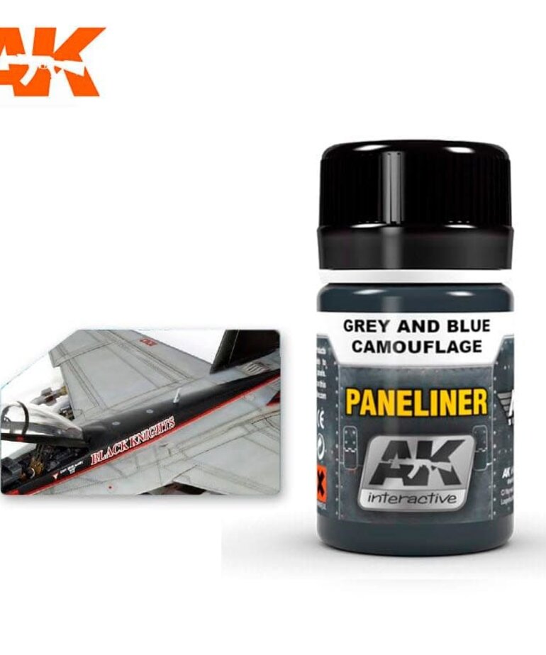 AK Interactive AK2072 Weathering Effects Paneliner for Grey & Blue Camouflage 35ml