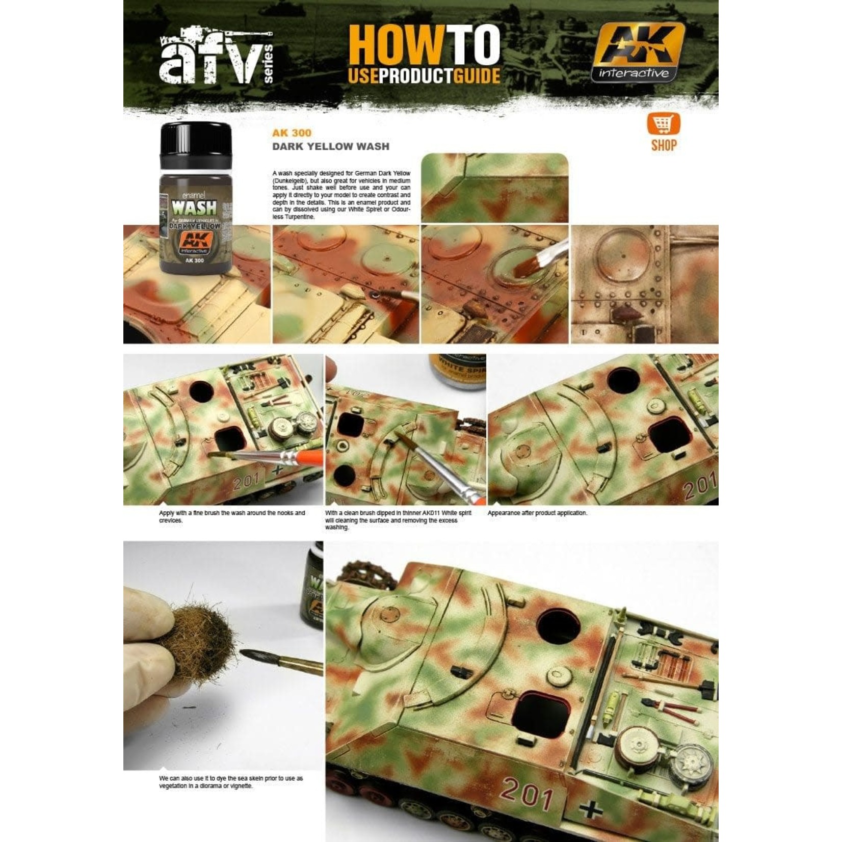AK Interactive AK300 Weathering Effects Wash for German Vehicles Dark Yellow 35ml