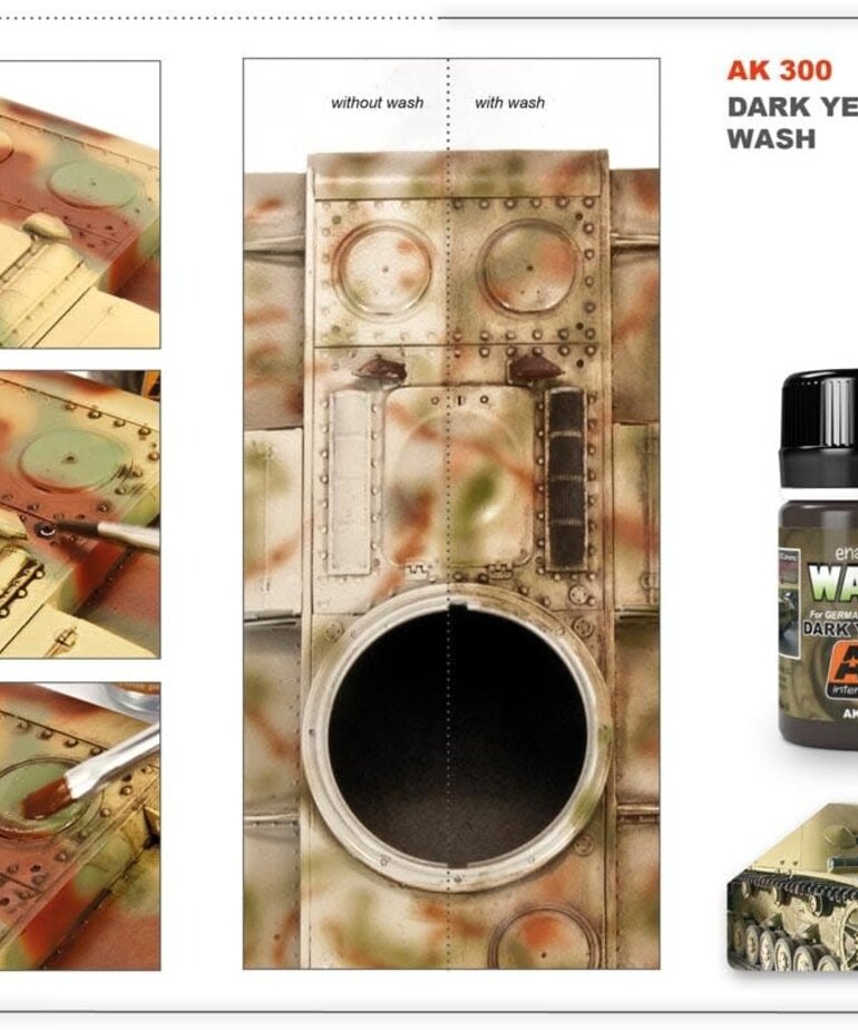 AK Interactive AK300 Weathering Effects Wash for German Vehicles Dark Yellow 35ml