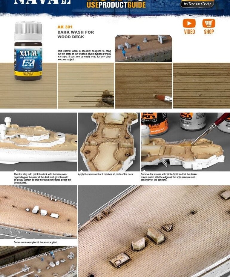 AK Interactive AK301 Weathering Effects Dark Wash for Wood Decks 35ml