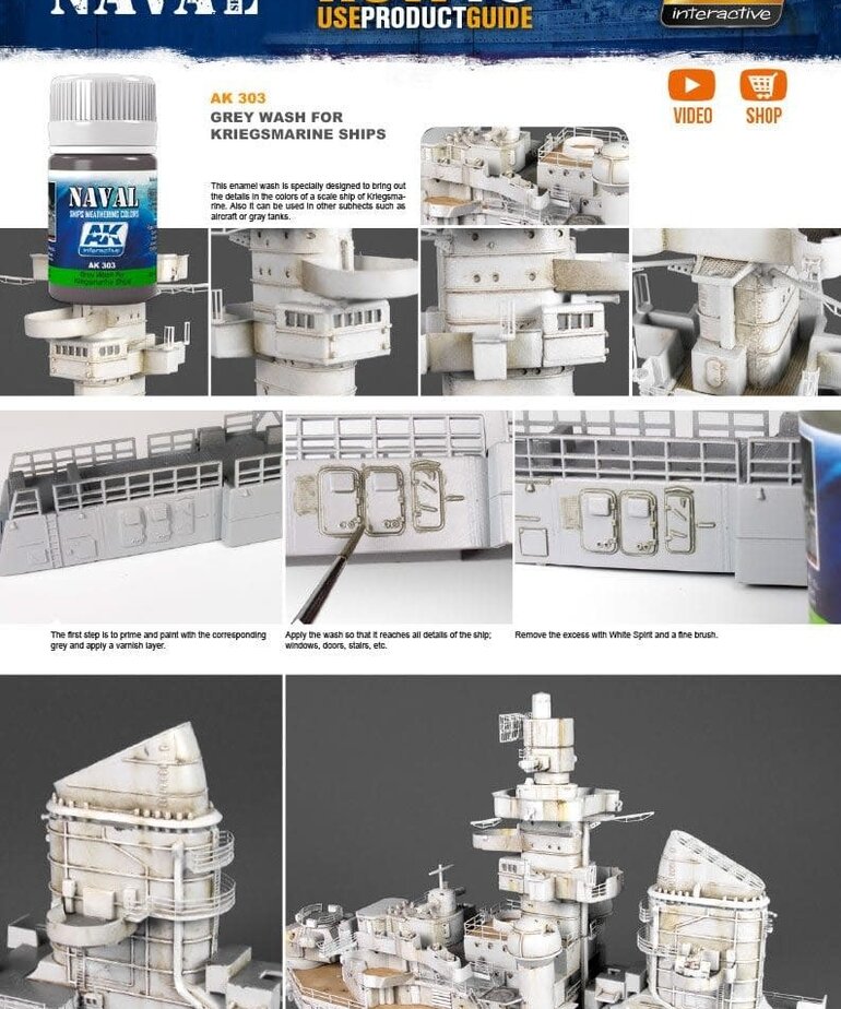 AK Interactive AK303 Weathering Effects Grey Wash for Kriegsmarine Ships 35ml