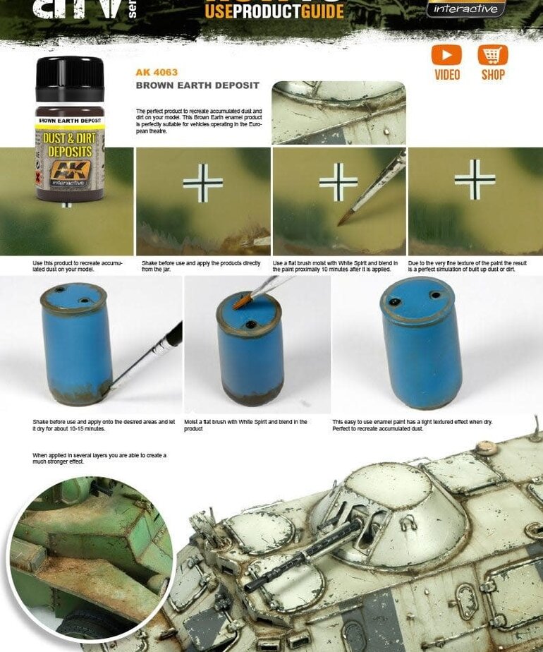 AK Interactive AK4063 Weathering Effects Brown Earth Deposit 35ml