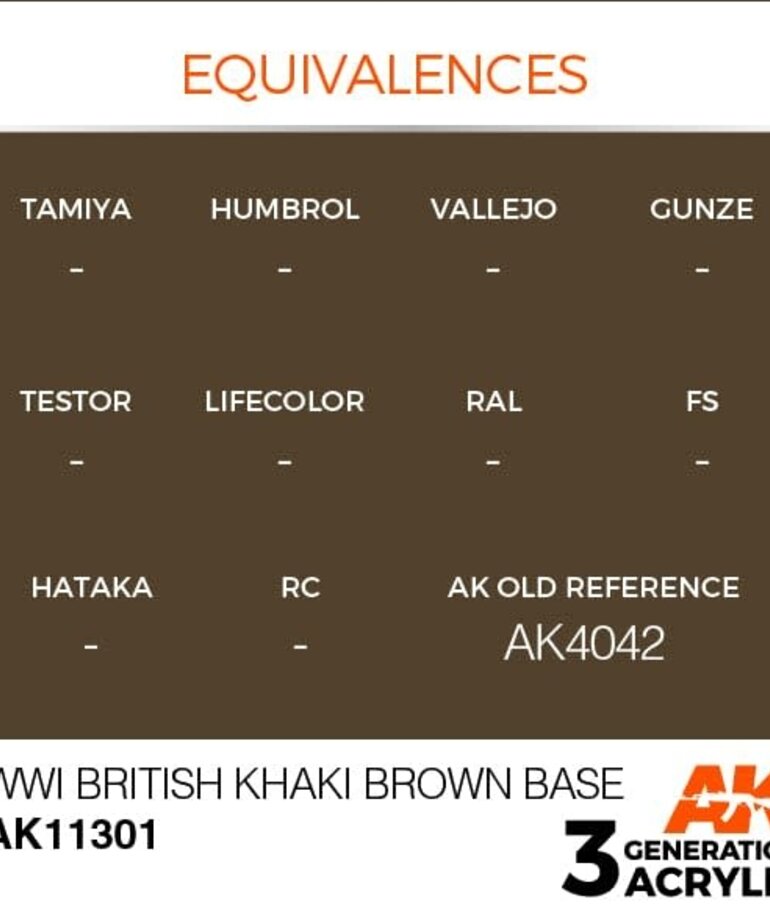 AK Interactive AK11301 3G AFV WWI British Khaki Brown Base 17ml