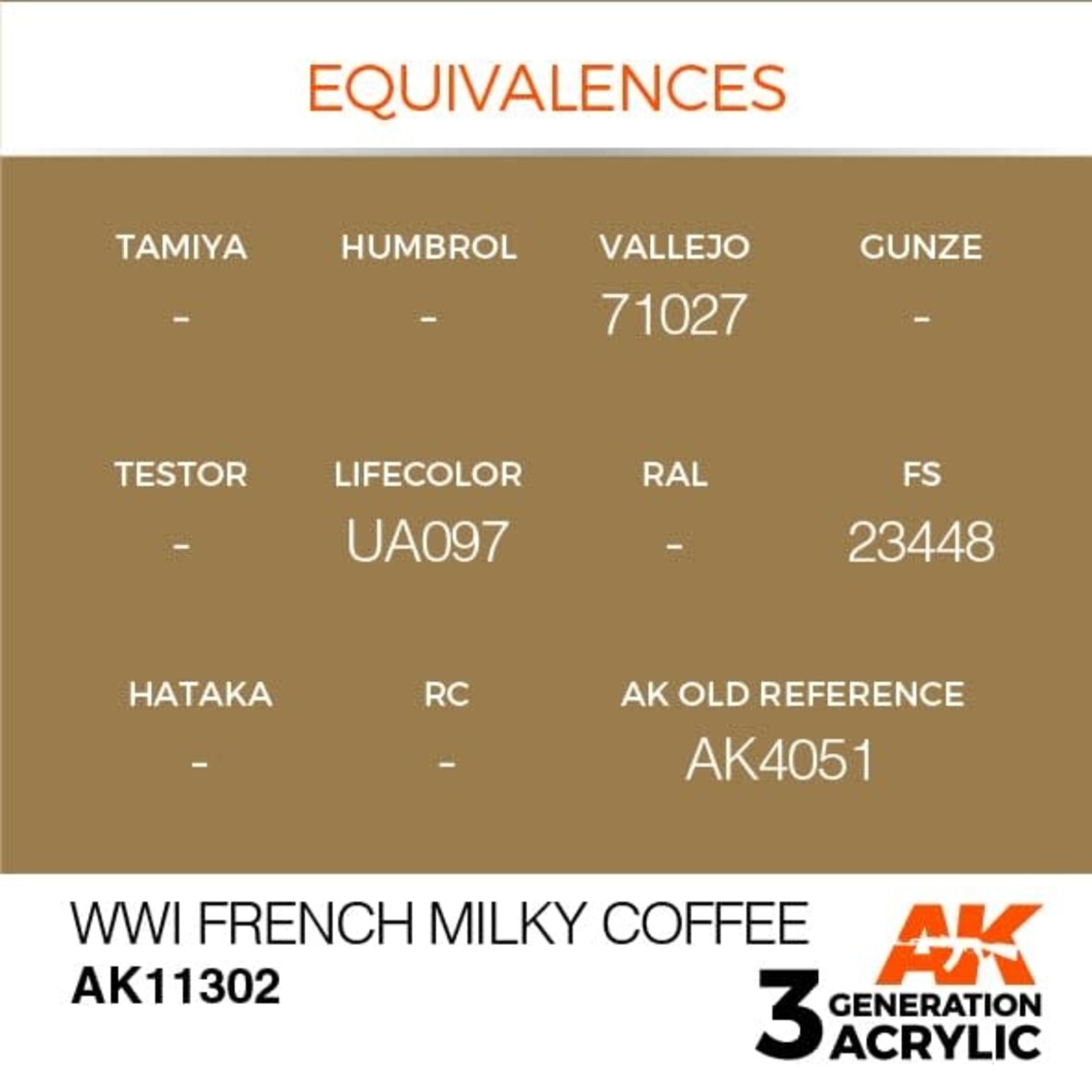 AK Interactive AK11302 3G AFV WWI French Milky Coffee 17ml