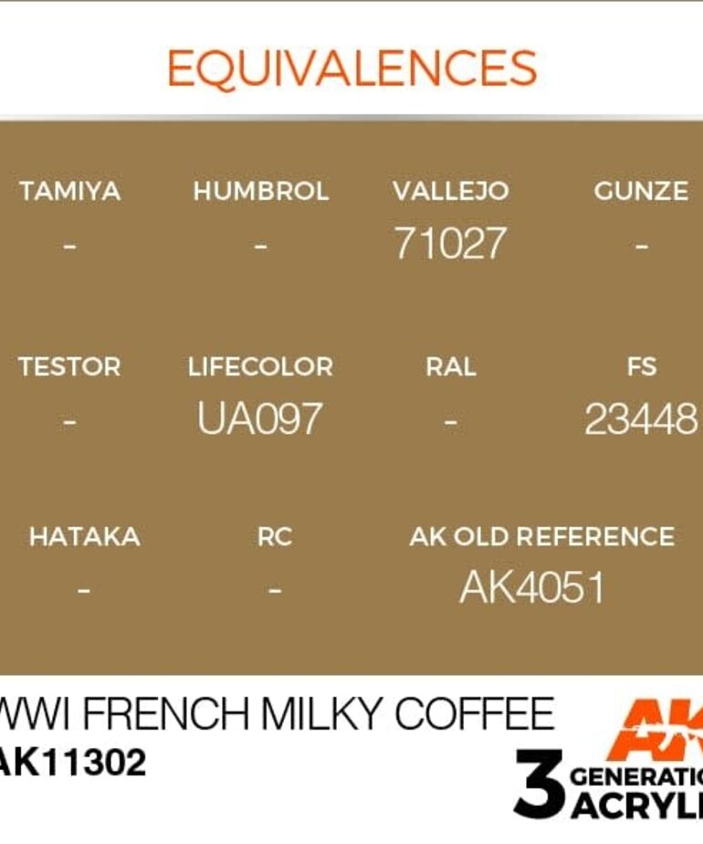 AK Interactive AK11302 3G AFV WWI French Milky Coffee 17ml