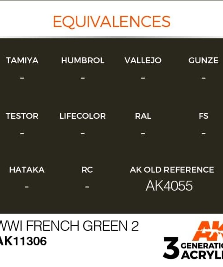 AK Interactive AK11306 3G AFV WWI French Green 2 17ml
