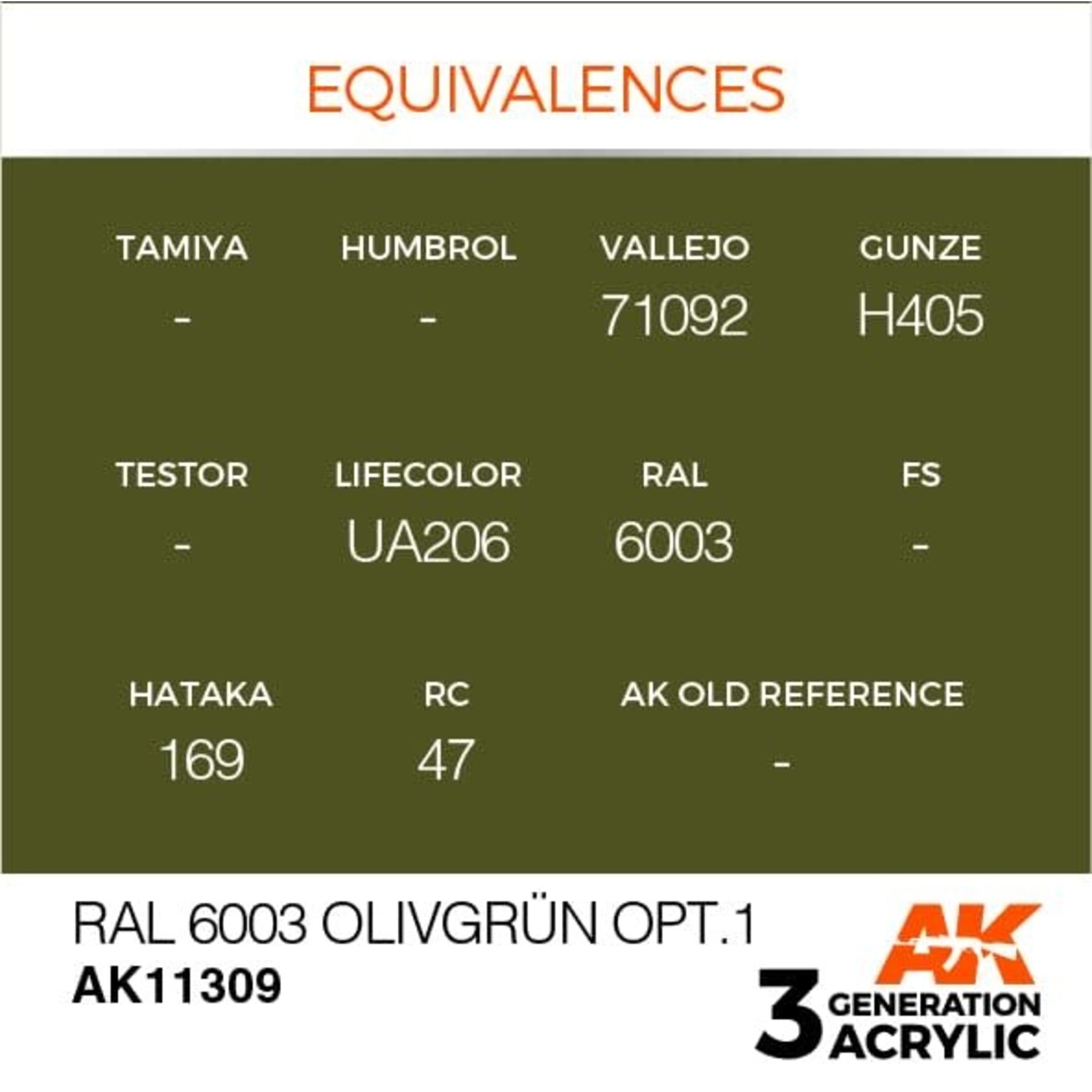 AK Interactive AK11309 3G AFV RAL 6003 Olivgrün opt.1 17ml