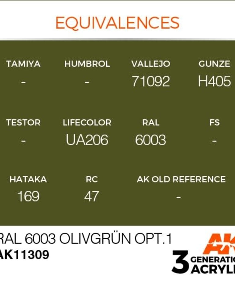 AK Interactive AK11309 3G AFV RAL 6003 Olivgrün opt.1 17ml