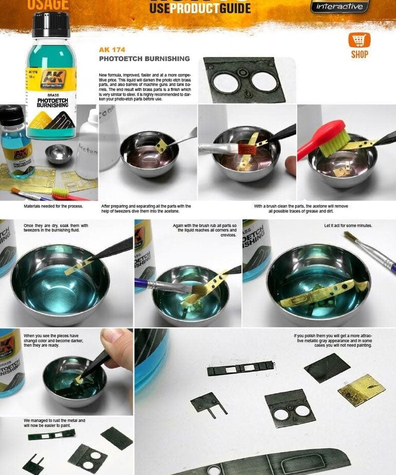 AK Interactive AK174 Auxiliary Brass Photoetch Burnishing 100ml