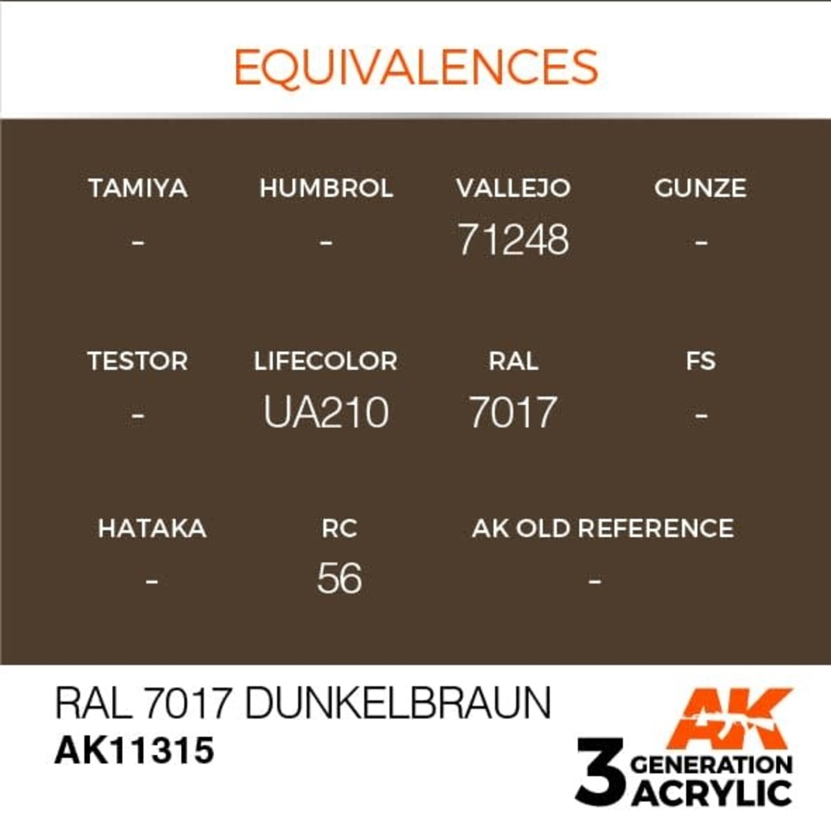 AK Interactive AK11315 3G AFV RAL 7017 Dunkelbraun 17ml