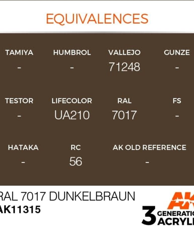 AK Interactive AK11315 3G AFV RAL 7017 Dunkelbraun 17ml