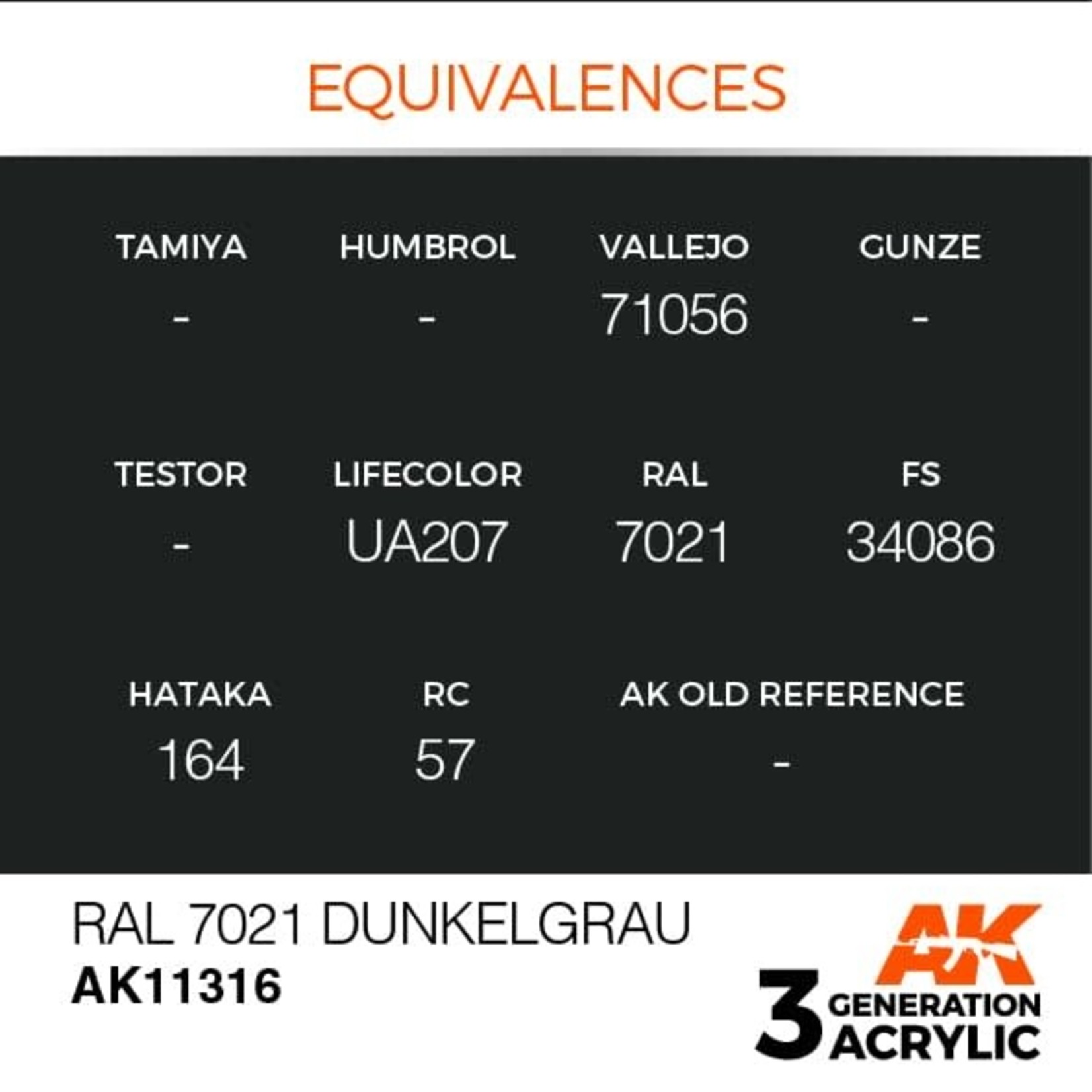 AK Interactive AK11316 3G AFV RAL 7021 Dunkelgrau 17ml
