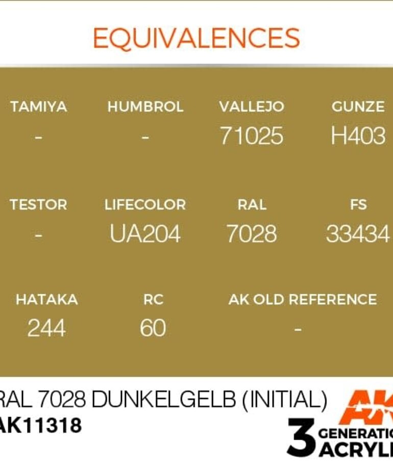 AK Interactive AK11318 3G AFV RAL 7028 Dunkelgelb (Initial) 17ml
