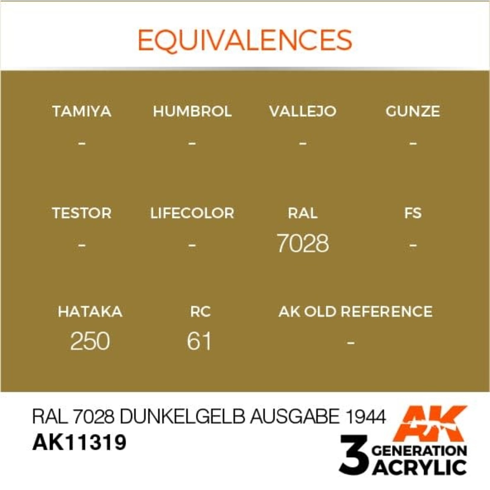AK Interactive AK11319 3G AFV RAL 7028 Dunkelgelb Ausgabe 1944 17ml