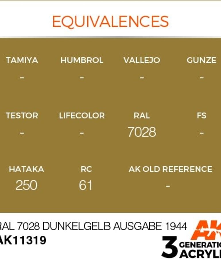 AK Interactive AK11319 3G AFV RAL 7028 Dunkelgelb Ausgabe 1944 17ml