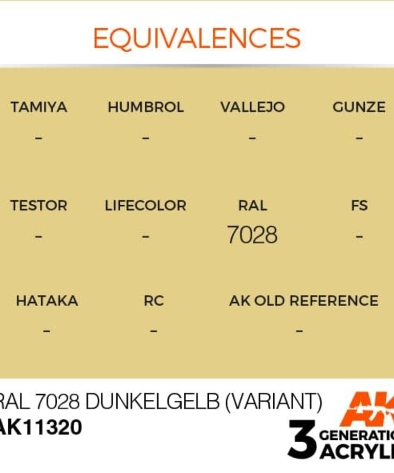 AK Interactive AK11320 3G AFV RAL 7028 Dunkelgelb (Variant) 17ml
