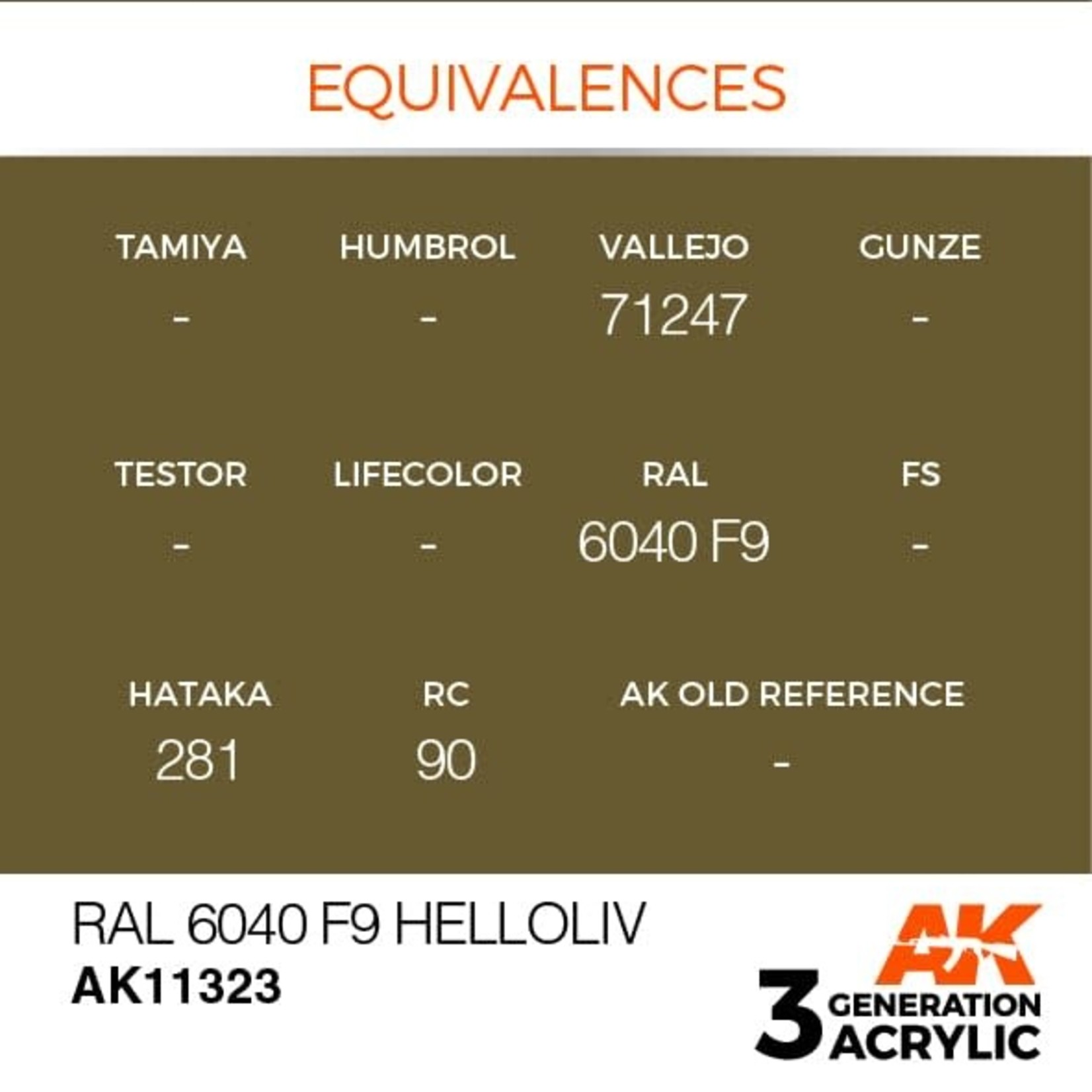 AK Interactive AK11323 3G AFV RAL 6040 F9 Helloliv 17ml