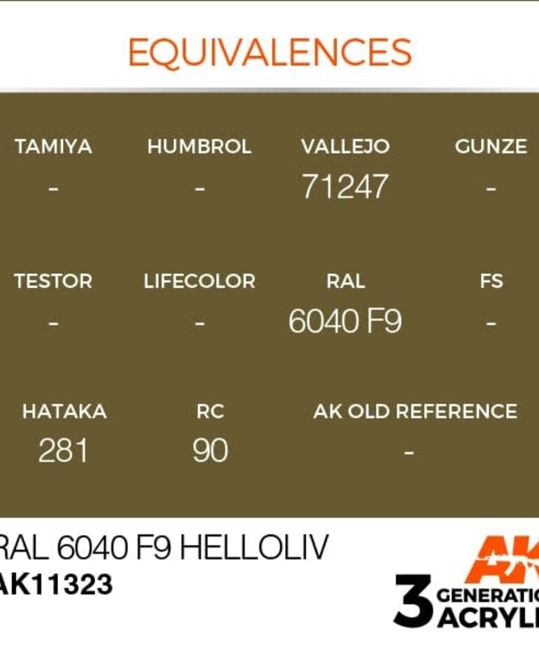 AK Interactive AK11323 3G AFV RAL 6040 F9 Helloliv 17ml